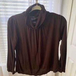Brown cowl neck long sleeve top small